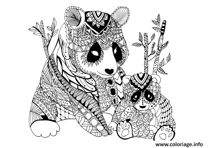 Dessin adulte panda zentangle celine  Coloriage Gratuit à Imprimer